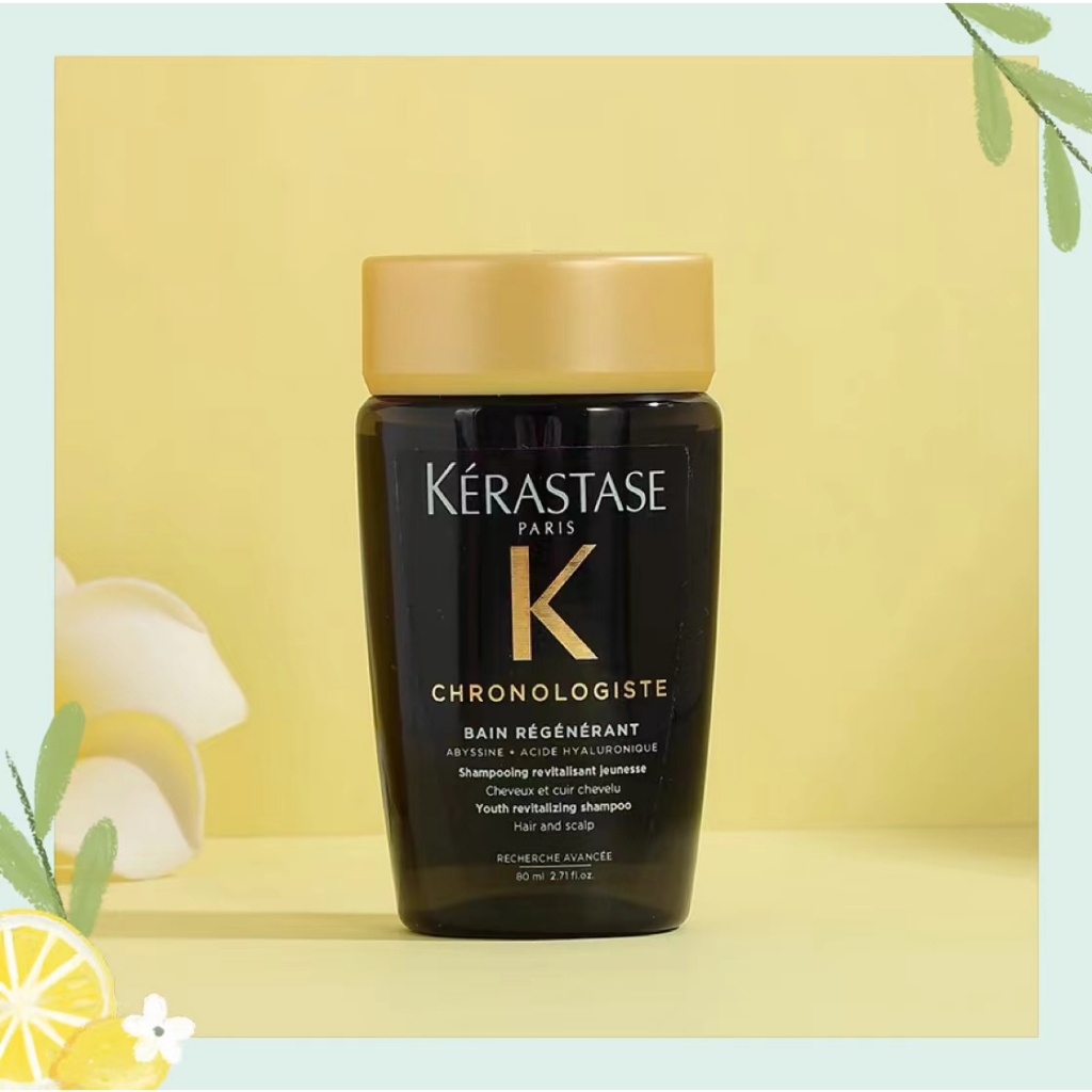 【จัดส่งที่รวดเร็ว】Kerastase Chronologiste Bain Regenerant Youth Revitalizing Shampoo 80ml