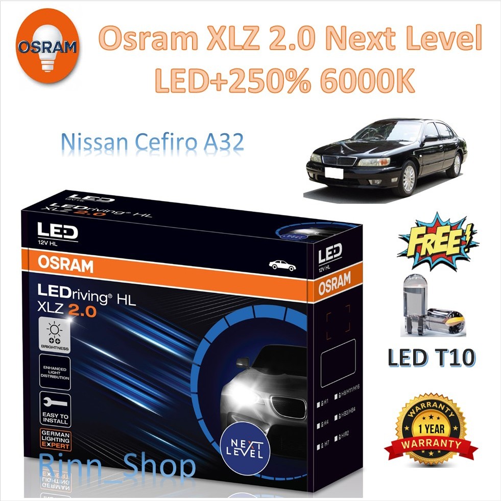 Osram หลอดไฟหน้ารถยนต์ XLZ 2.0 Next Level LED+250% 6000K Nissan Cefiro A32 แถม LED T10 ประกัน 1 ปี