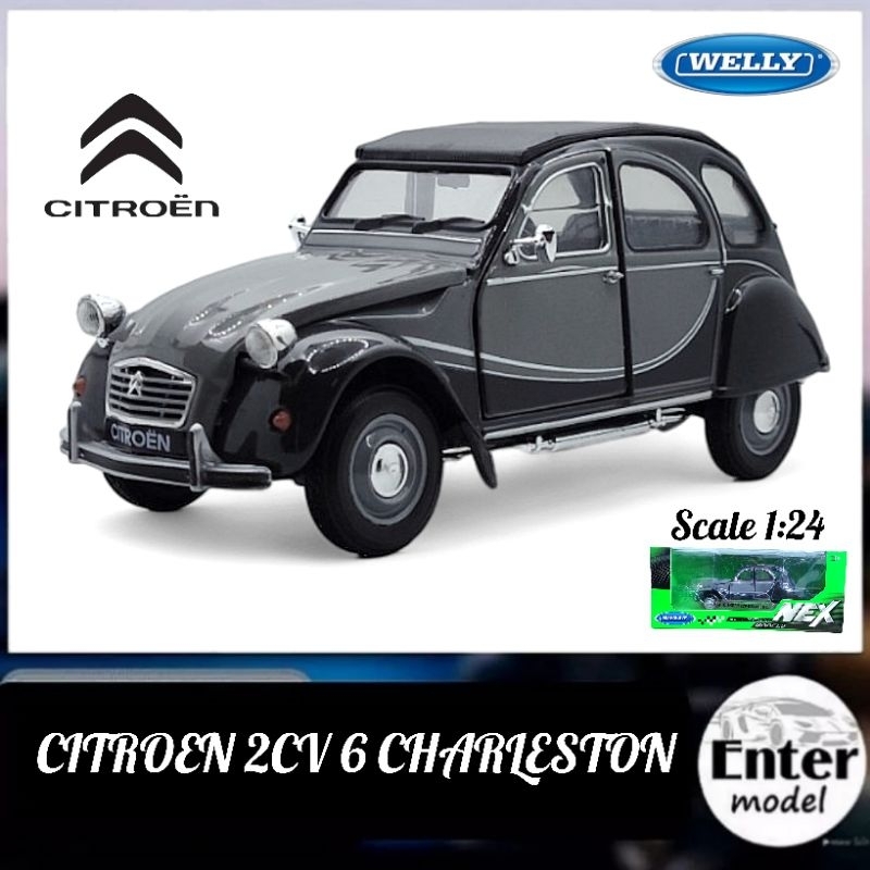WELLY โมเดลรถเหล็ก เกรดพรีเมียม ลิขสิทธิ์แท้ รถคลาสสิค CITROEN 2CV 6 CHARLESTON สเกล 1/24 ขนาด 16x6x
