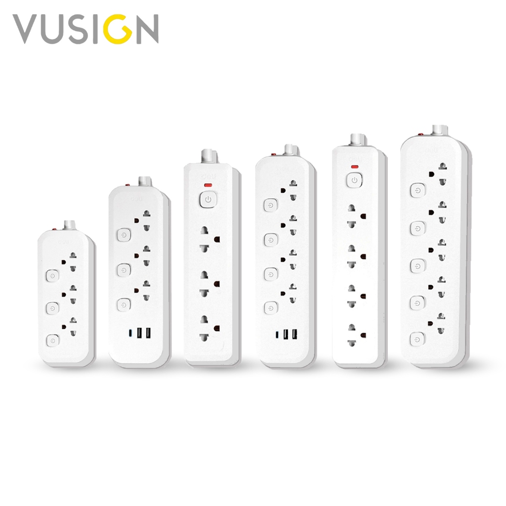 Vusign ปลั๊กสามตา ปลั๊กพ่วง 2300W 3-6ช่อง ยาว3/5เมตร USB ทนไฟ750C มอก. ประกัน 3 ปี Power Socket
