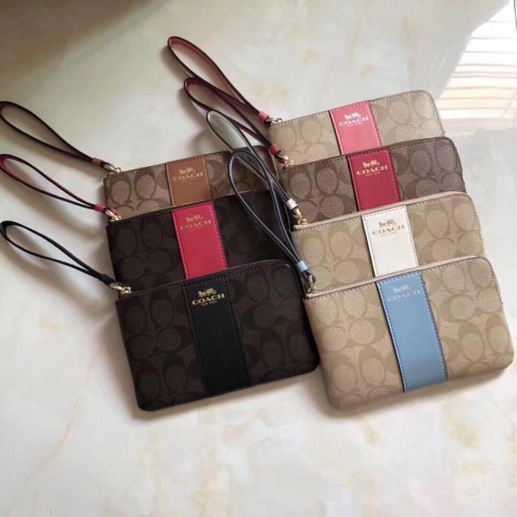 Corner Zip Wristlet F58035 (6.6นิ้ว) ซิปเดียว ช่องใส่การ์ด 2 ช่อง กระเป๋าสตางค์ แท้ COAC H กระเป๋าเง