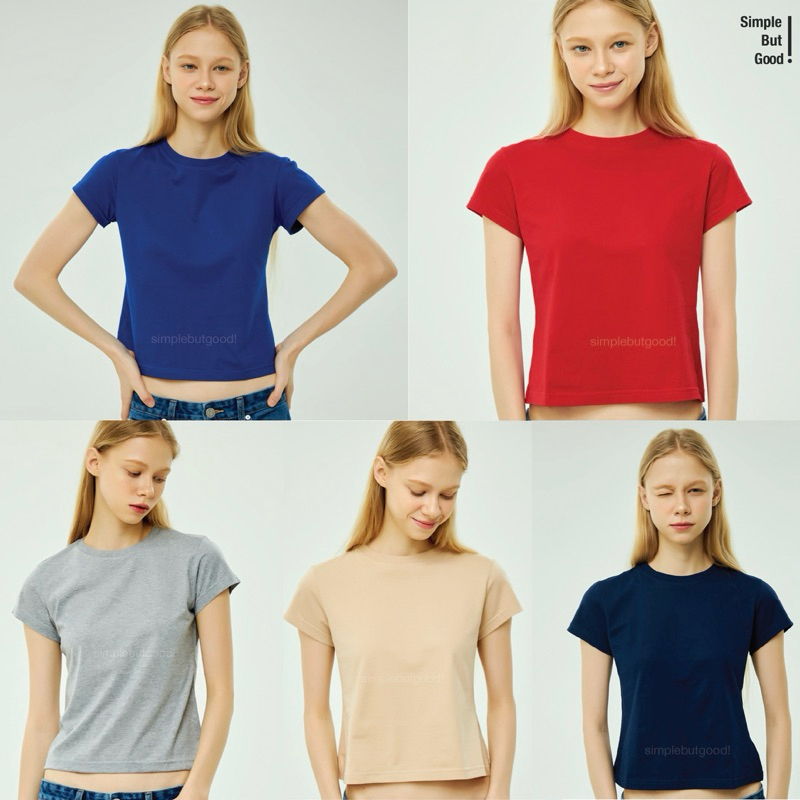 (พร้อมส่ง)Baby tee รุ่น basic โทนสีเบสิค ทรงสวย ผ้าcotton100%