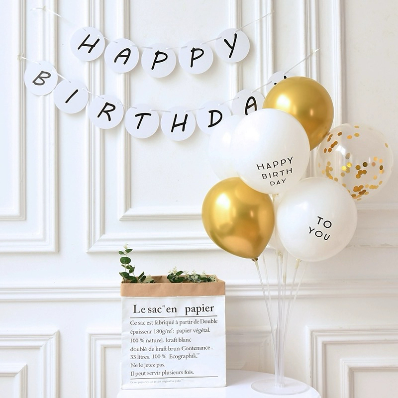 ป้ายวันเกิด ป้ายอักษรHappy birthday  สีขาว พร้อมส่ง ร้านไทย