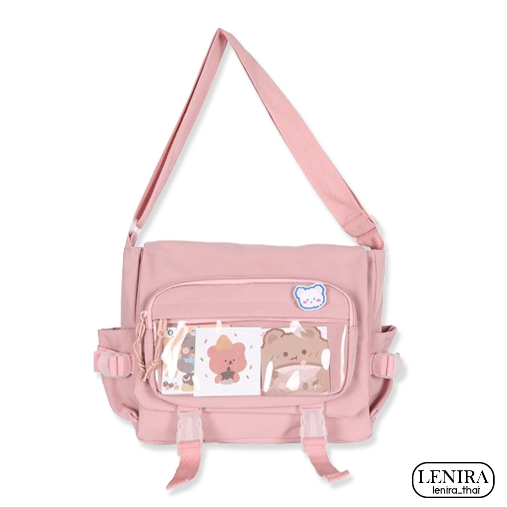 Lenira(B1666) กระเป๋าผ้าสะพายข้าง ผ้าไนล่อน กระเป๋าช่องเยอะ