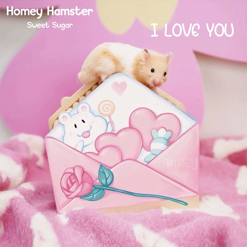 Homey Hamster ของแต่งกรงแฮมสเตอร์ Sweet Sugar บ้านหลบบันไดแฮมสเตอร์ กล่องขุด ชั้นลอย โต๊ะไม้ รองกรง จักรแฮมสเตอร์ อาหาร