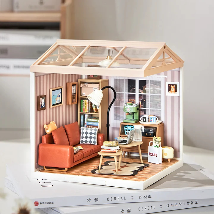 Robotime ชุดโมเดลตัวต่อไม้ บ้านตุ๊กตา RBT Cozy Living Lounge ของเล่นตัวต่อ พร้อมส่ง - รูปที่ 6