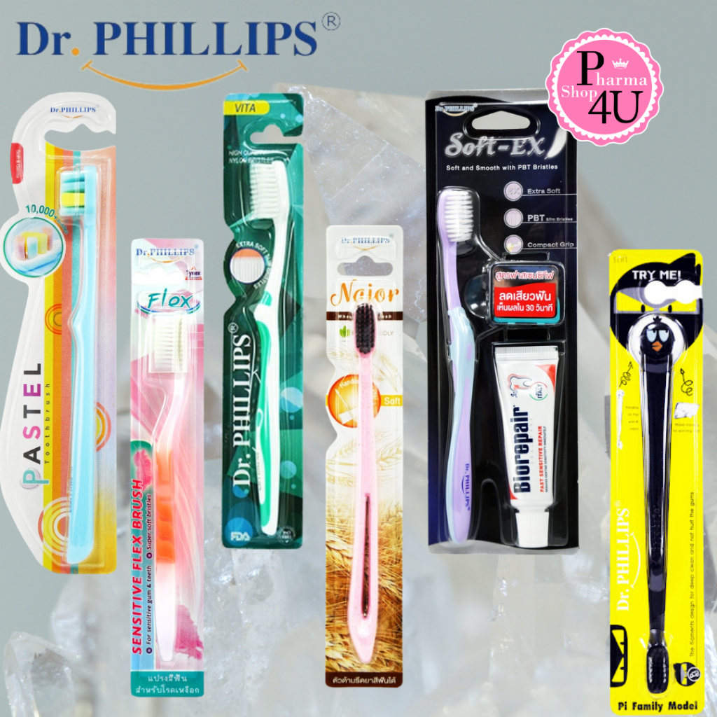 Dr.Phillips แปรงสีฟันผู้ใหญ่ FLEX/FLEX PLUS/NAJOR/ PASTEL/FAMILY/VITA/ SOFT-EX (คละสี) #L1
