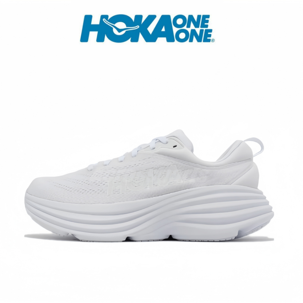 HOKA ONEONE Bondi 8 สีขาว ของแท้ 100 % รองเท้า รองเท้าวิ่ง รูปแบบ