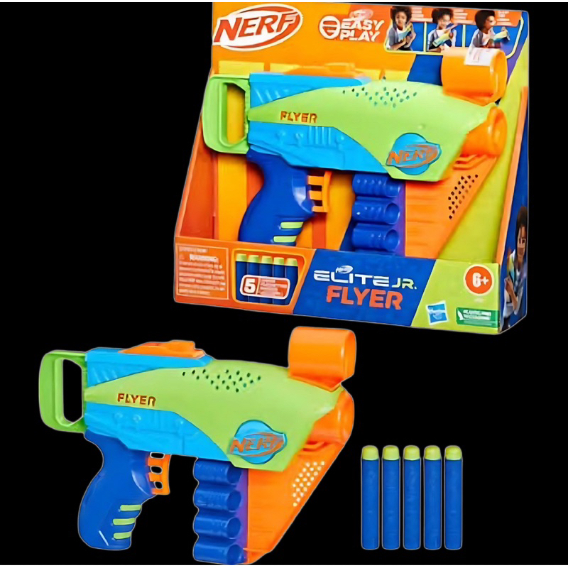 Nerf Elite Junior Flyer Foam Kids Toy Blaster with 5 Darts