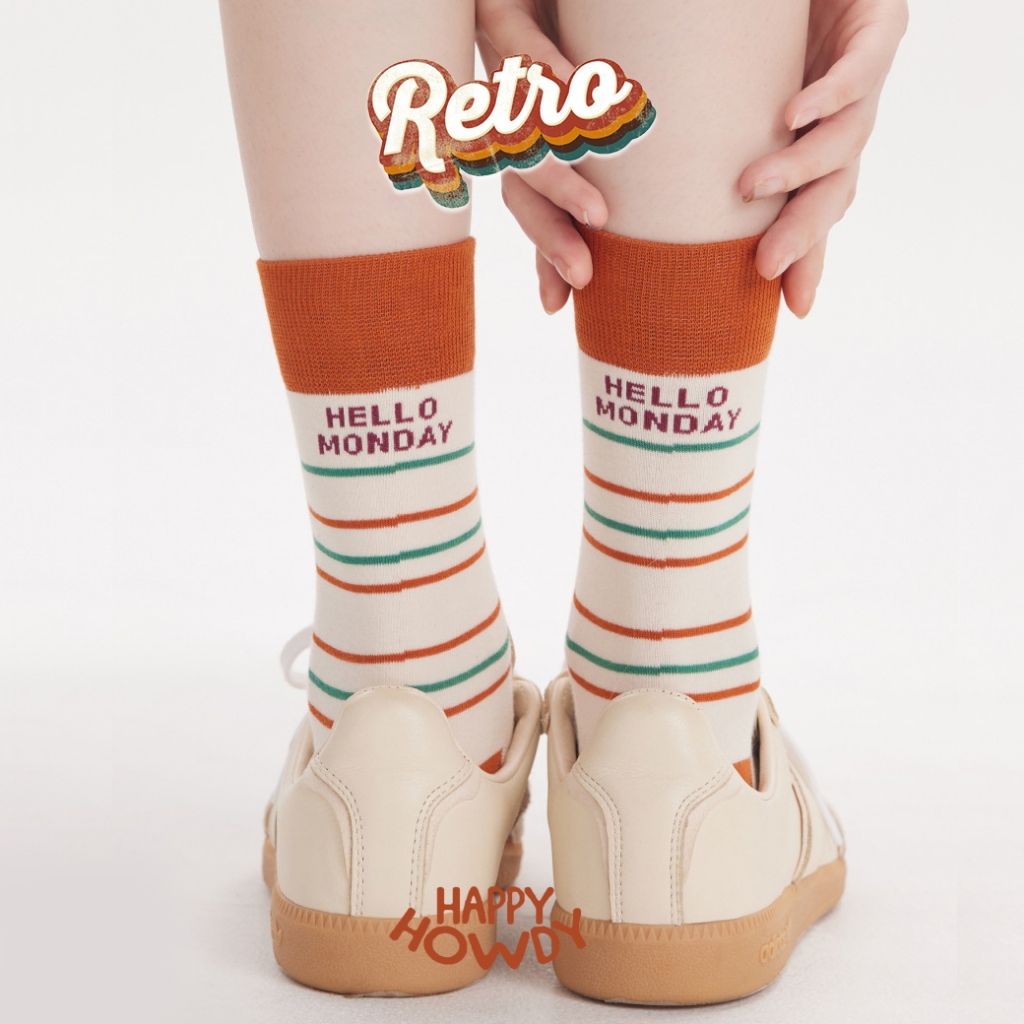 Happy Howdy ถุงเท้าข้อยาว รุ่น The Retro ลายวินเทจ