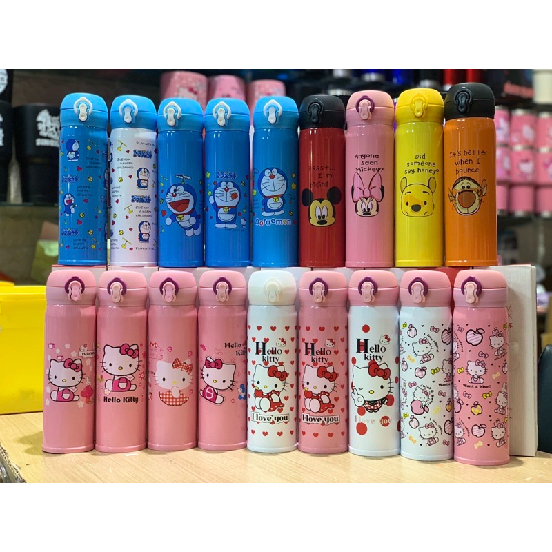 พร้อมส่ง แก้วน้ำกระบอก 500ml. พิมพ์ลาย เป็นสแตนเลส+ฝา เก็บอุณหภูมิร้อน-เย็นได้