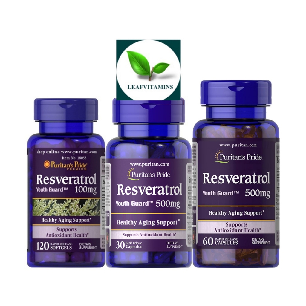 Puritan’s Pride Resveratrol 100, 500 mg / 30, 60 Capsules & 120 Softgels