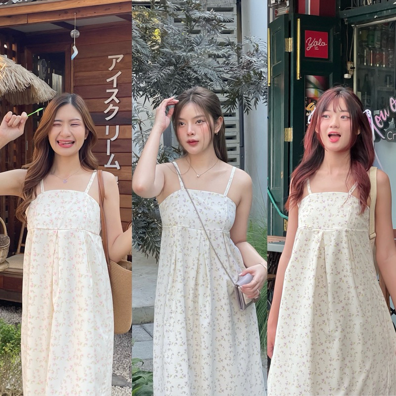 Blossom Dress เดรสยาวสายเดี่ยว ลายดอกไม้ 2 สี
