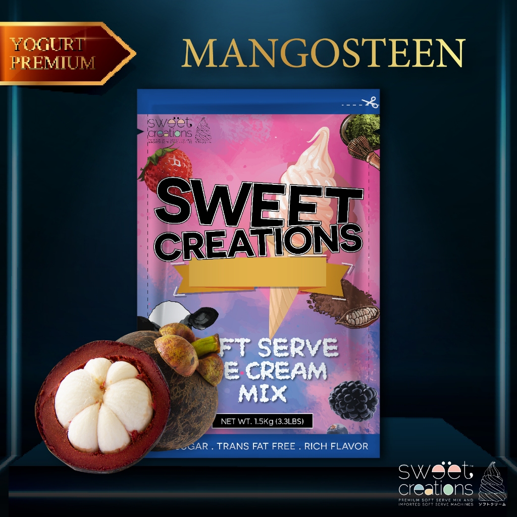 Sweet Creations - ผงทำไอศครีมซอฟท์เสิร์ฟโยเกิร์ต มังคุด สูตรพรีเมียม (Premium Yogurt Mangosteen Soft Serve)