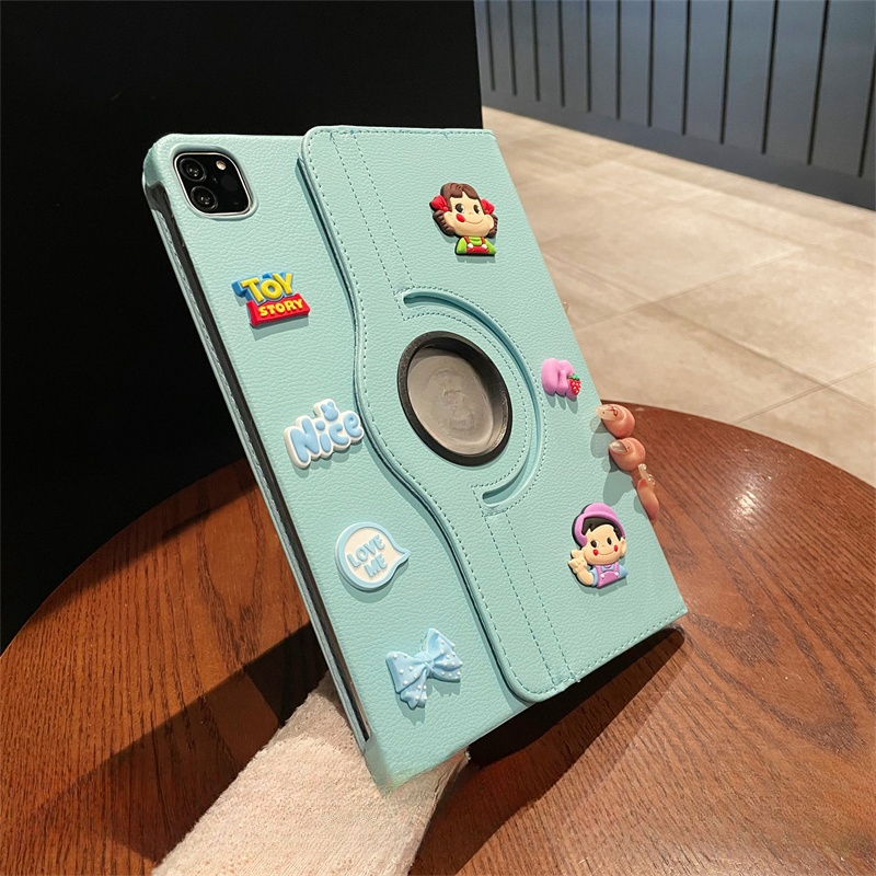 24 ชั่วโมง เคสป้องกัน iPadหมุนได้ 360°Fujiya ペコちゃん เหมาะสำหรับรุ่น gen9 10.2 Air4/5 2024 Pro11 air6