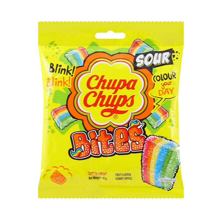 จูปาจุปส์ ถุงใหญ่ 90 g.Chupa Chups Sour Bites Soft &amp; Chewy Candy 90g.