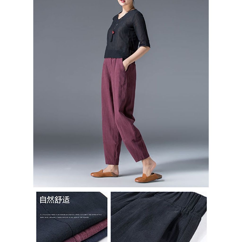 242 พร้อมส่ง  กางเกงคาร์โก้ สไตล์เกาหลี  ไซต์ยางยืด  สําหรับผู้หญิง   ผ้าไม่บาง กางเกงขายาว เอวสูง