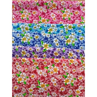 ผ้าคอตตอนตทีชีลายดอกสดหน้ากว้าง 45 นิ้ว