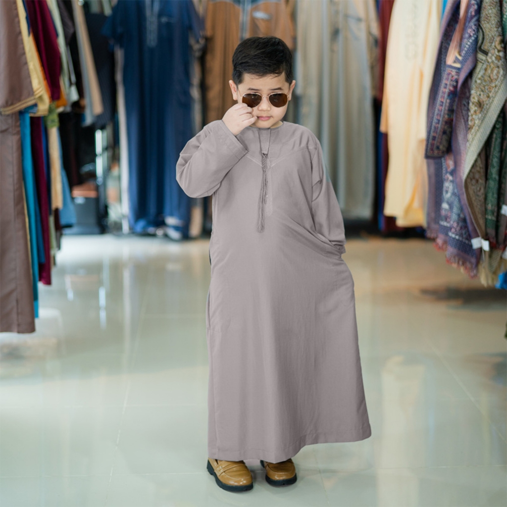 โต๊ปโอมานเด็กแขนยาว สินค้านำเข้าจากต่างประเทศ เหมาะสำหรับใส่ละหมาดออกงานอิสลาม B