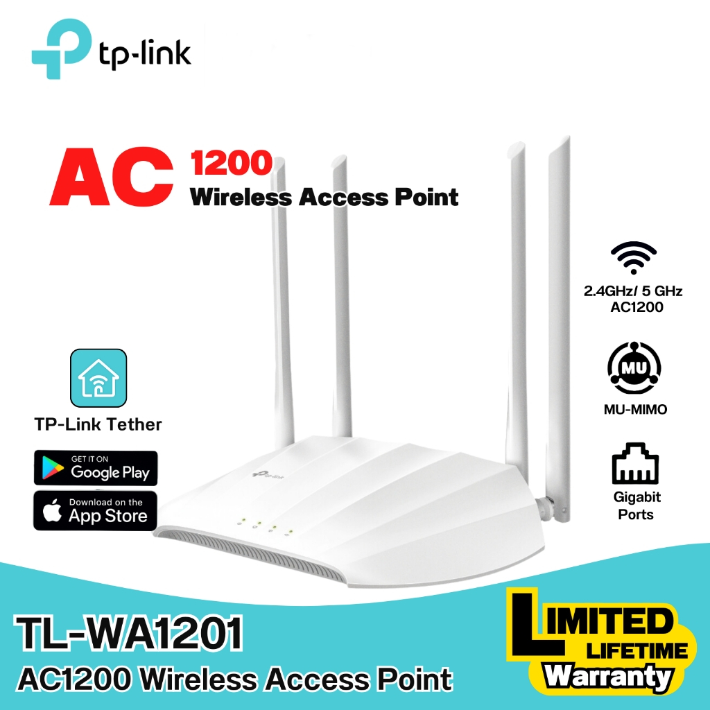 TP-LINK (TL-WA1201) AC1200 Wireless Access Point Dual-Band Wi-Fi ย่านความถี่บนคลื่น 5 GHz