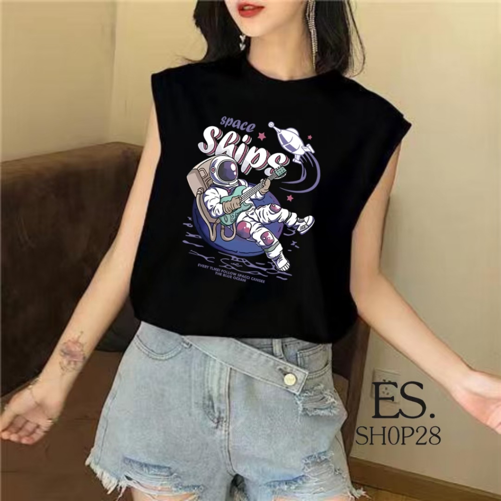 เสื้อแขนกุด ES.SHOP28 ชายหญิง ทรงหลวม ใส่สบาย ผ้านิ่ม OP13