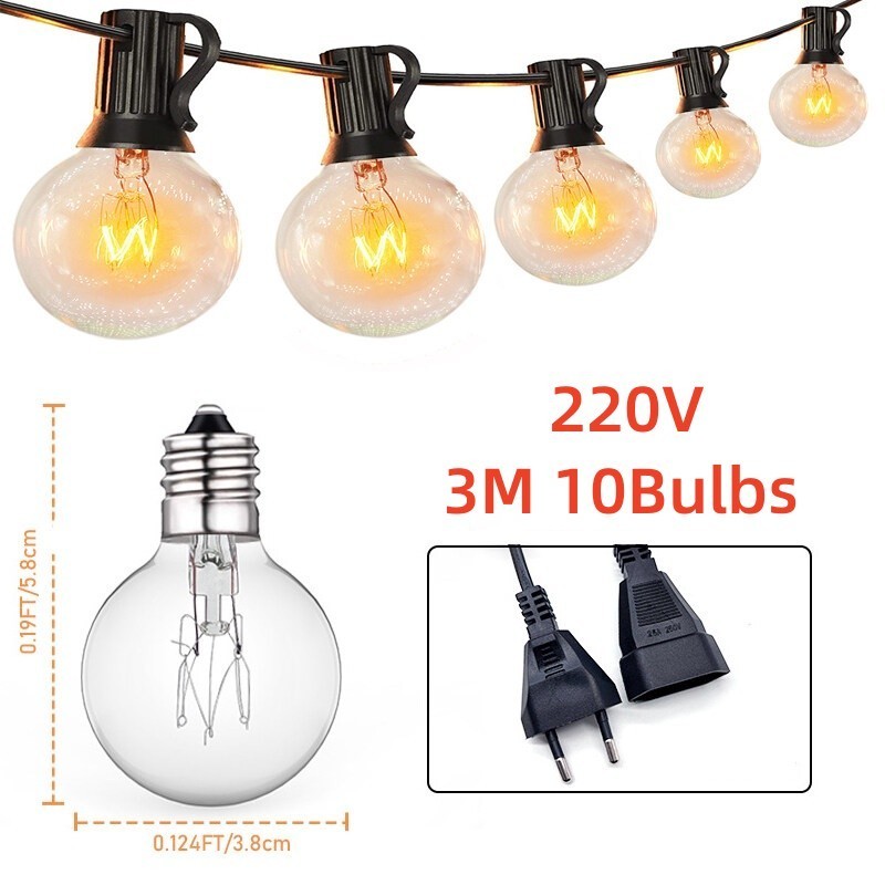 ไฟปิงปอง String lights G40 แสงอุ่น ไฟตกแต่ง ขั้วE12 พร้อมใช้งาน ต่อหลายๆชุดได้ไม่ต้องเดินสาย,ไฟแต่งสวน ไฟวินเทจ