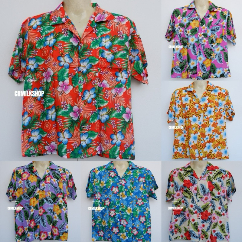เสื้อสงกรานต์ลายดอก เสื้อฮาวายแขนสั้น เชิ้ตฮาวายลายดอก เสื้อดอกสงกรานต์ ราคาถูก