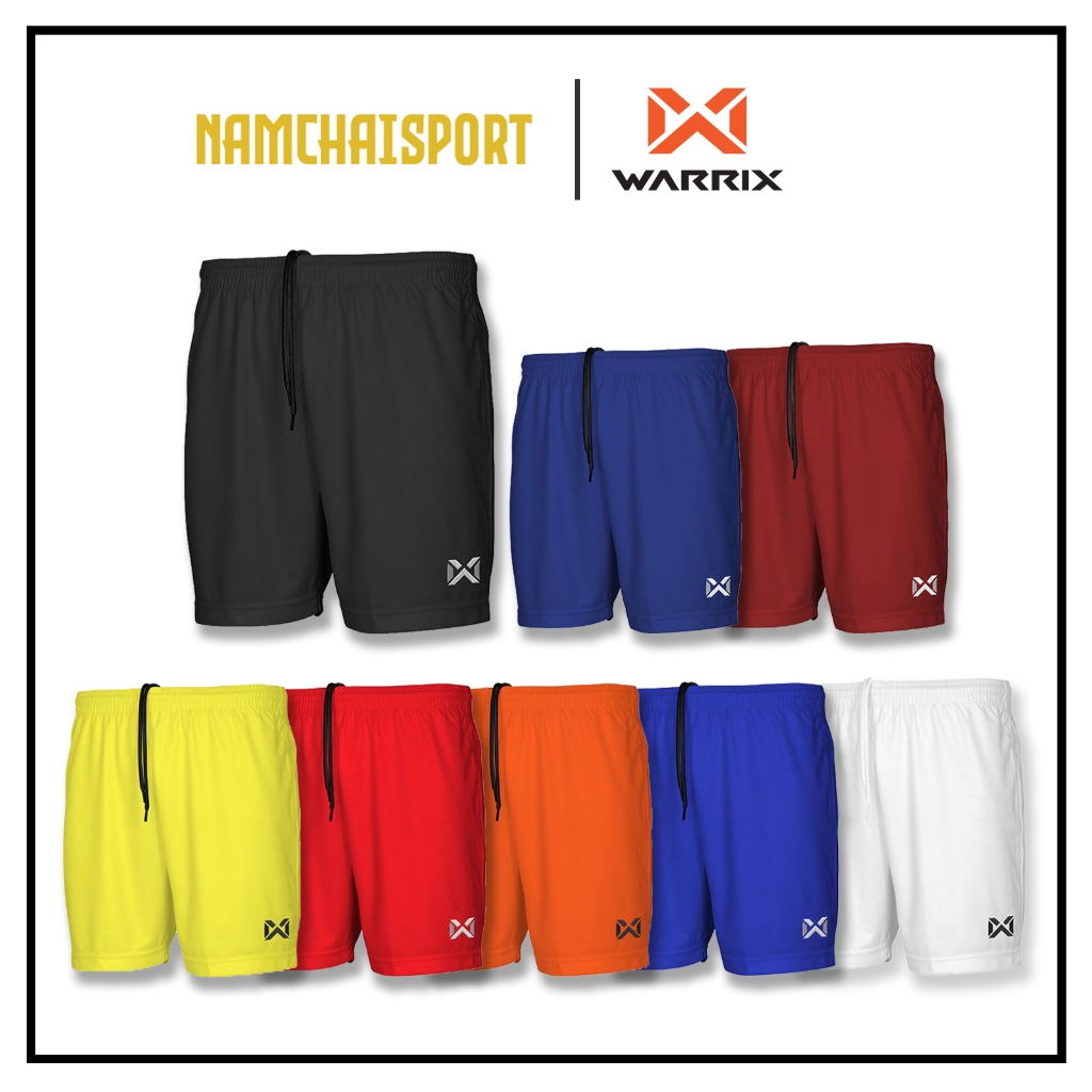 กางเกงกีฬา WARRIX เบสิค WP-1509 กางเกงฟุตบอล กางเกงขาสั้น ปักโลโก้ เอวยืดมีเชือก ระบายเหงื่อและอากาศได้ดี