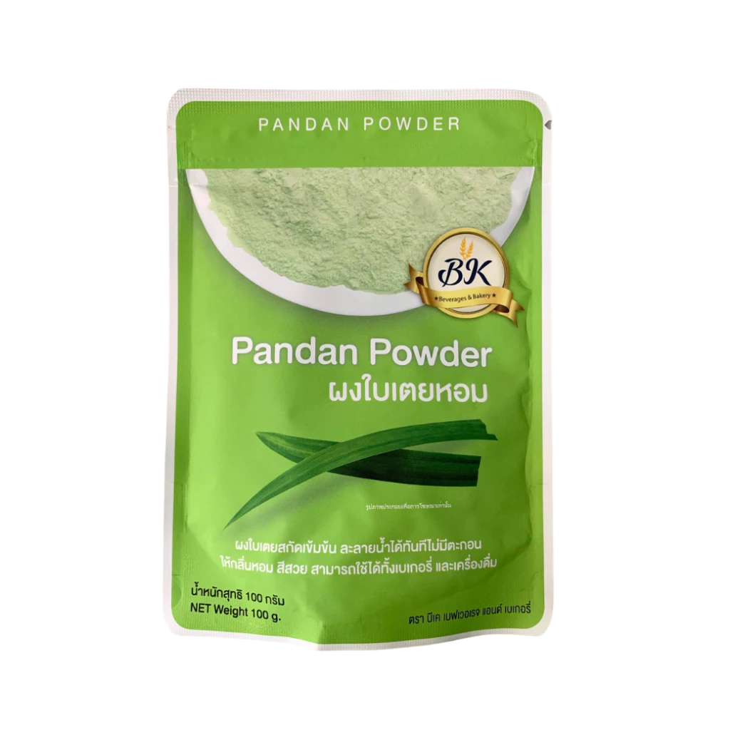 ผงใบเตยหอม 100% BK Pandan Powder บรรจุ 100 g. ตรา BK ผงใบเตย ใบเตย ใบเตยผง