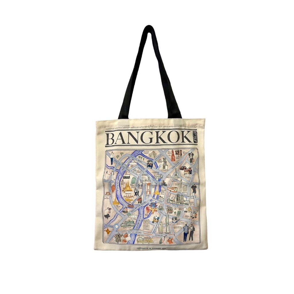 Playworks เล่นงาน กระเป๋าพิมพ์ลาย Bangkok downtown
