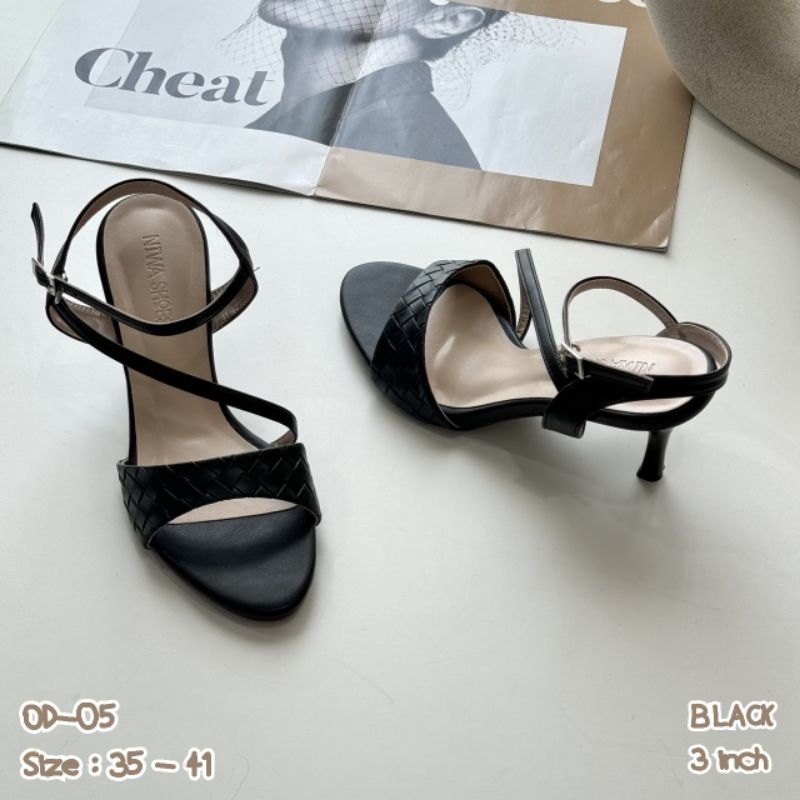 NIWA SHOES 🌻🌻 รหัสสินค้า OD-05 รัดข้อหน้าสานทรงสวยใส่สบาย ส้นสูง 3 นิ้ว - รูปที่ 2