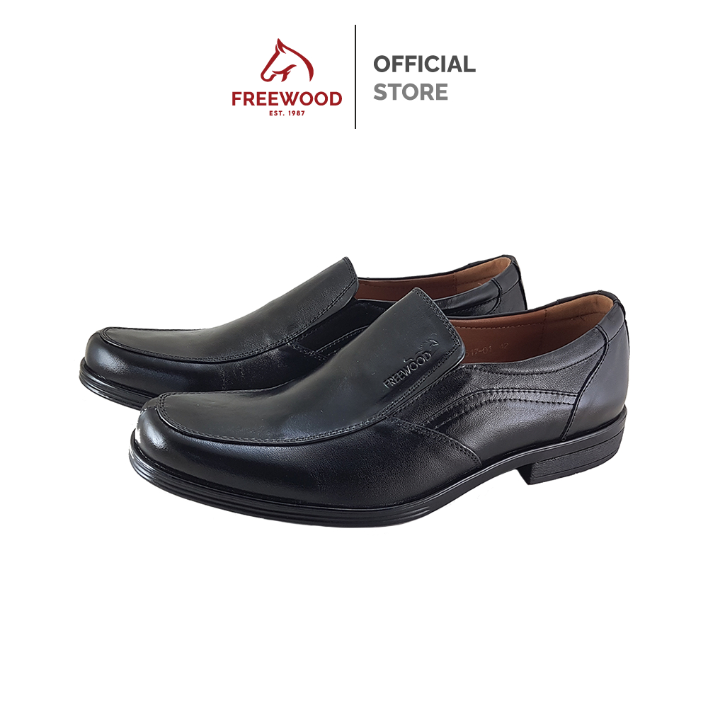 FREEWOOD BUSINESS SHOES รองเท้าคัทชูผู้ชาย หนังแท้  รุ่น 52-517 สีดำ ( BLACK )