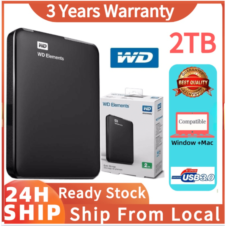 External Harddisk 2TB/1TB Western Digital Hard Drives ฮาร์ดดิสพกพา ฮาร์ดไดรฟ์ภายนอก HDD USB3.0 Hardd