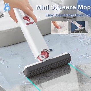 ไม้ถูพื้นขนาดเล็ก Mini Mop ไม่ต้องบีบด้วยมือ มินิม๊อบ ไม้ถูพื้น พกพาง่าย  สําหรับทําความสะอาดกระจก หน้าต่าง โต๊ะ ห้องค