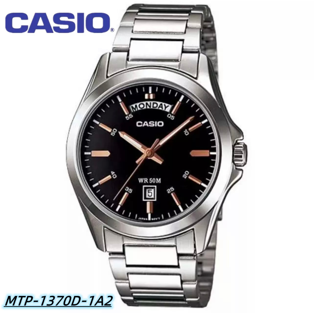 Casio กันน้ำ นาฬิกาข้อมือ รุ่น MTP-1370D นาฬิกาผู้ชาย สายสแตนเลส