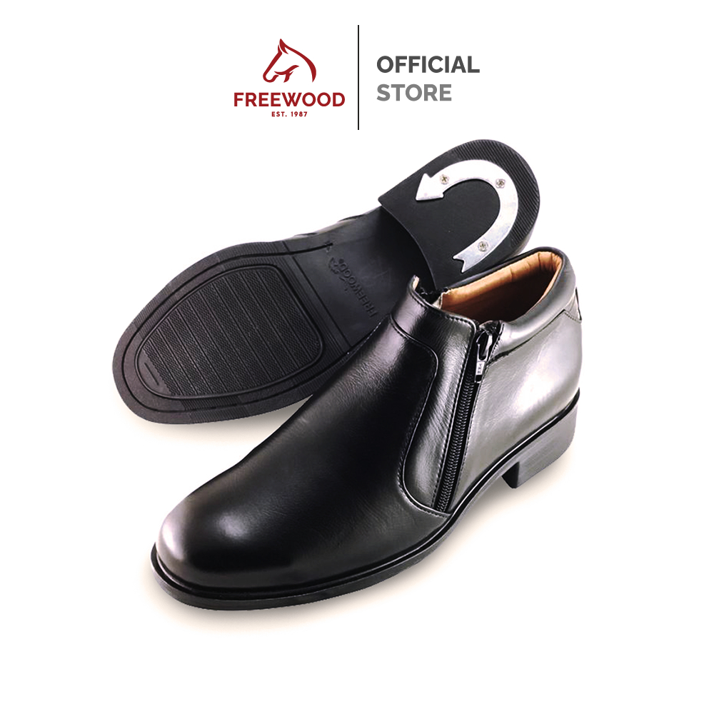 FREEWOOD DOUBLE-ZIP BOOTS รองเท้าบูท หนังวัวแท้ ซิปคู่ รุ่น 64-6682 สีดำ ( BLACK )
