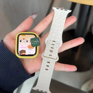 สายซิลิโคนยาง ปั้มลายเสือ สำหรับ สมาทวอช ใช้ได้กับ Smart Watch 11 10 9 8 7 6 5 4 3 2 1 Se Ultra ปรับได้ 42/44/45/46/49mm