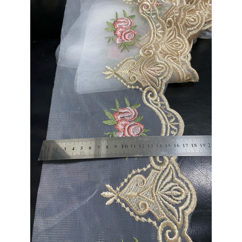 มียกพับ15หลา ลูกไม้ระบาย ระบายไหมแก้ว ลูกไม้ระบายปัก