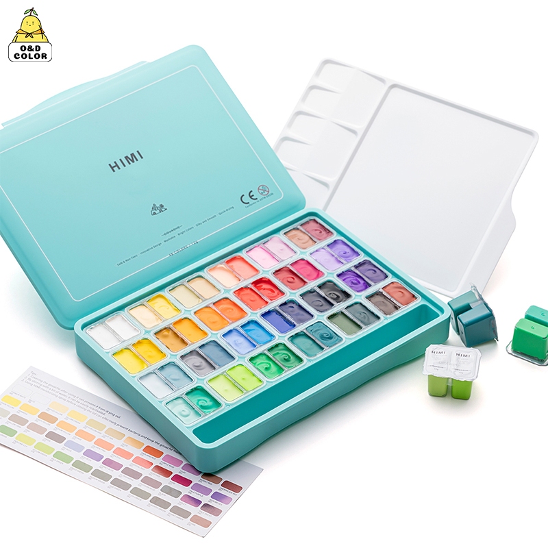 Miya Himi Gouache การตั้งค่า 36/48สี×12 กรัม ถ้วยเปิดคู่ Poster Colour สีน้ำและโปสเตอร์ ปลอดสารพิษสีสันสดใส เคสแบบพกพา