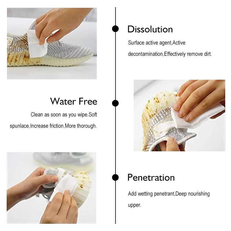 ผ้าเช็ดทำความสะอาดรองเท้า ใช้แล้วทิ้ง ทิชชู่เปียกทำความสะอาด กระดาษเช็ดคราบสกปรก ไม่ต้องซักรองเท้า - รูปที่ 4