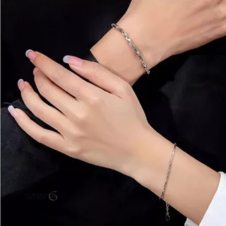 GLAMOR💕รักเธอ กําไลคู่รัก Love Without End กําไลคู่ รักกันตลอดไป ข้อมือเงิน 925 สร้อยข้อมือคู่