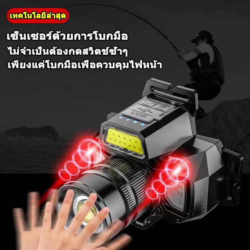ไส้ตะเกียงเลเซอร์ ไฟฉายคาดหัวแท้LEDไฟฉาย ซูมได้ไฟคาดหัวแรงสูงกันน้ำไฟส่องกบ ไฟฉายแรงสูง ไฟสายคาดหัว ไฟฉายแบบชาร์จ - รูปที่ 4