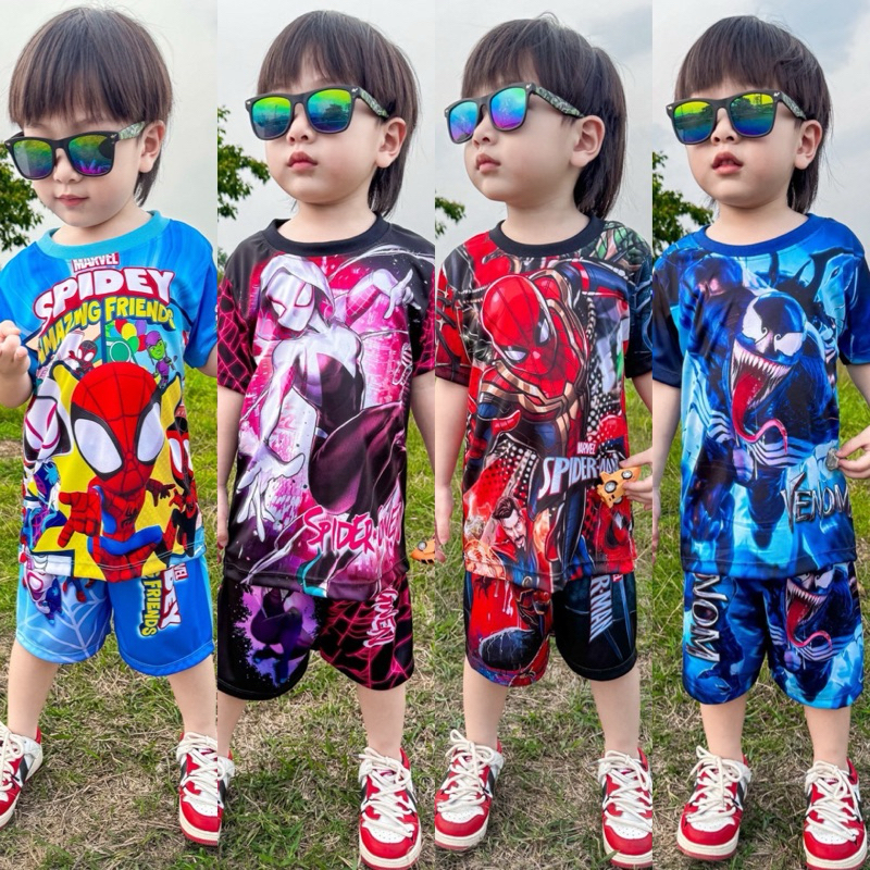 ชุดเด็กแขนสั้น ขาสั้น เนื้อผ้าไมโครไฟเบอร์ พิมพ์ลายเด็กชาย