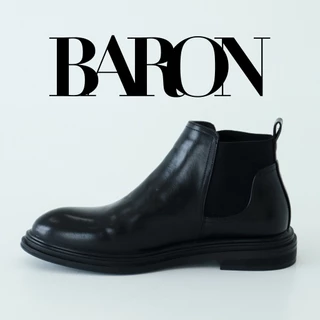 BARON BOOTS Black Leather Shoes รองเท้าหนังวัวหัวแหลม หุ้มส้น