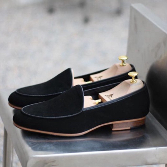 พร้อมส่ง British รองเท้าหนังกลับ รุ่น Belgian Loafers (Black)