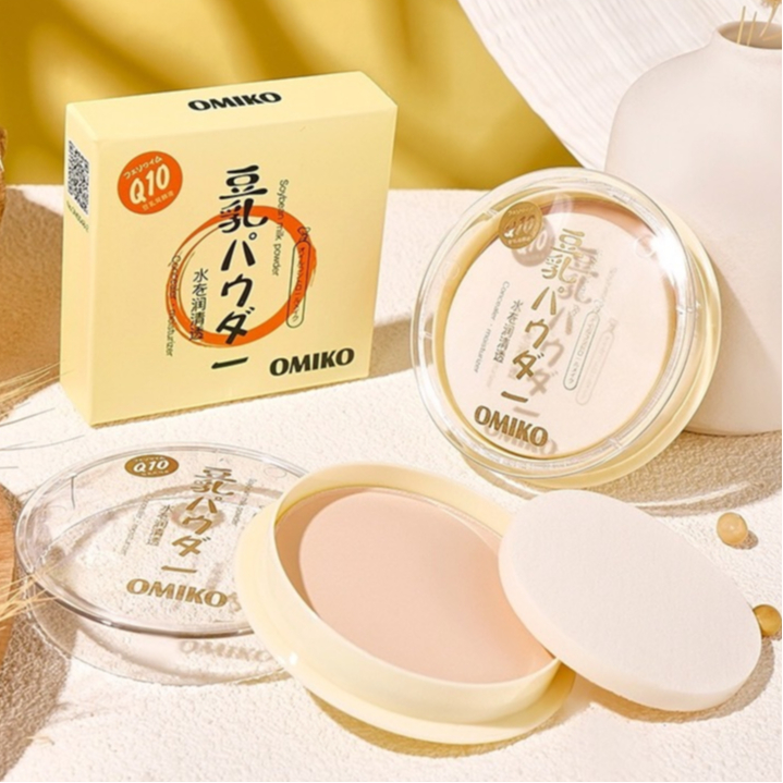 แป้งอัดแข็ง แป้งแต่งหน้า Powder สูตรนมถั่วเหลือง เครื่องสำอางผญ Q10