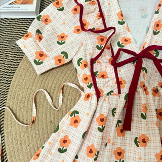 Dress โบว์คอวีระบายกุดขอบ ( m7 )