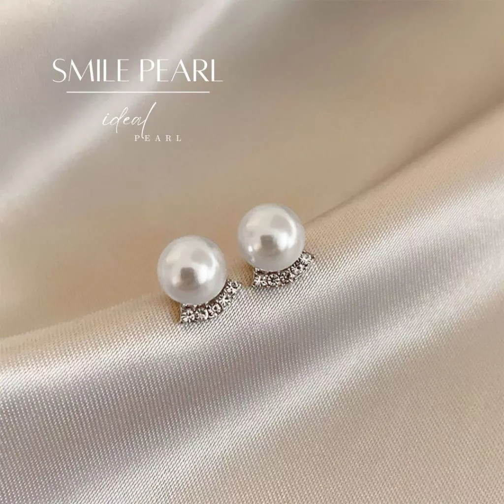 iDEAL ต่างหูแฟชั่น Smile Pearl ต่างหูเงิน ต่างหูเพชร ต่างหูผู้หญิง