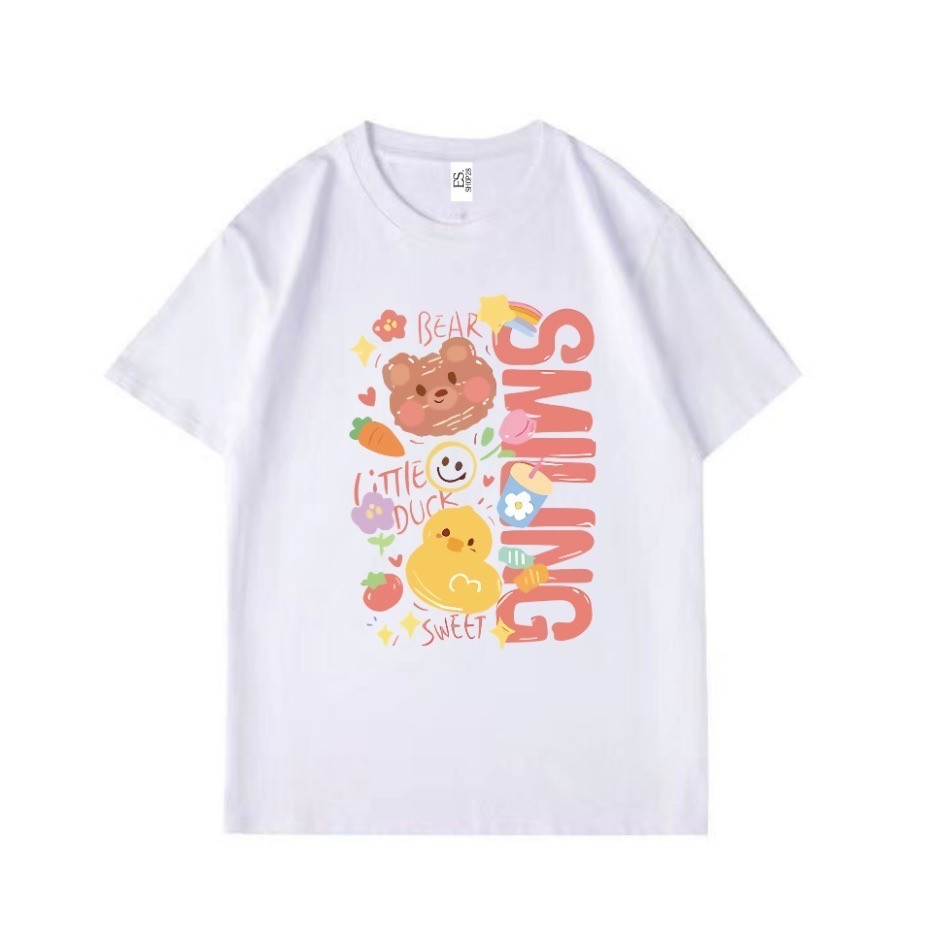 เสื้อยืดแขนสั้น ES.SHOP28 คอกลม ลายการ์ตูน สไตล์เกาหลี ES140