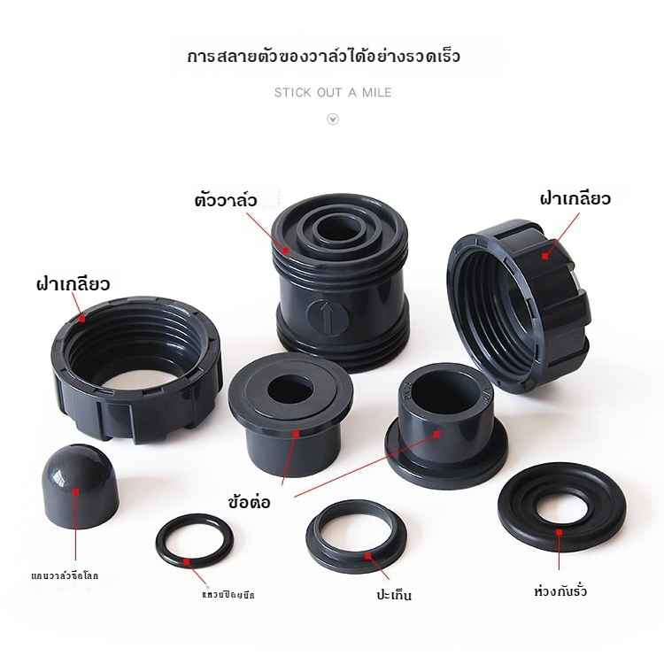 Union ball check valve 2นิ้ว UPVC บอลเช็ควาล์ว บอลวาล์ว ยูเนี่ยน ยูพีวีซี socket weld แบบสวมท่อฟ้าPVC วาล์วพลาสติก วาล์ว - รูปที่ 7